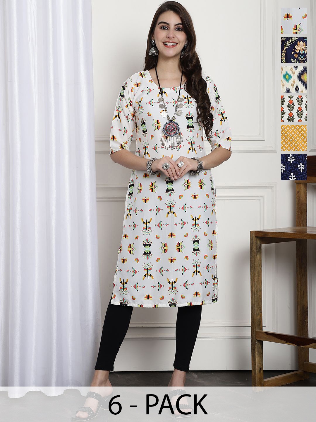 

7Threads Women Ethnic Motifs Printed Floral Crepe Kurta, Multi