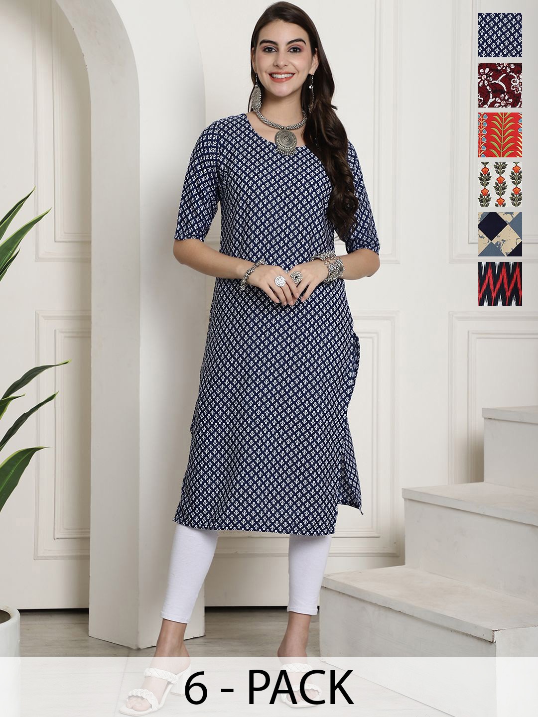 

7Threads Women Ethnic Motifs Printed Floral Crepe Kurta, Multi