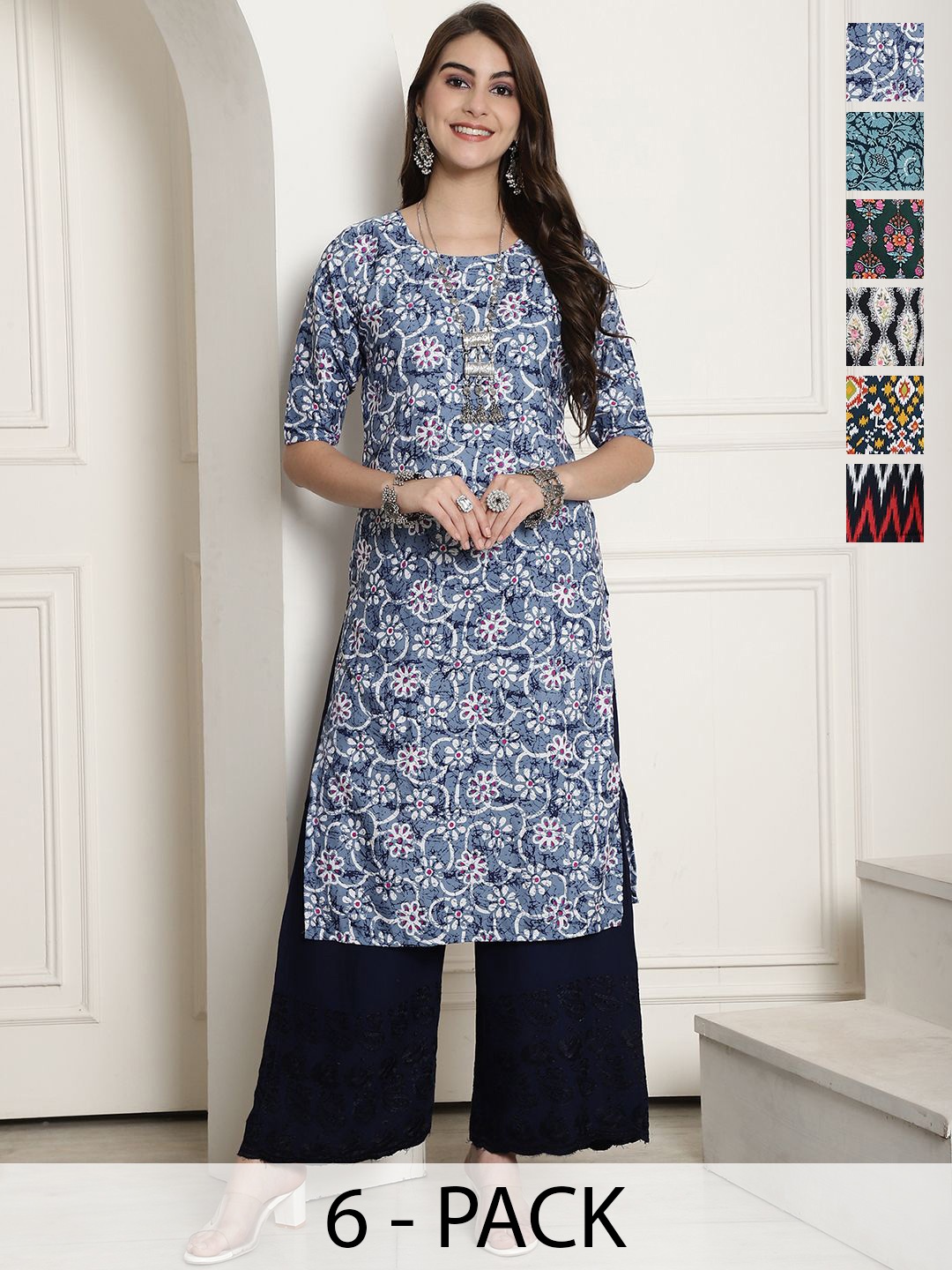 

7Threads Women Ethnic Motifs Printed Floral Crepe Kurta, Multi