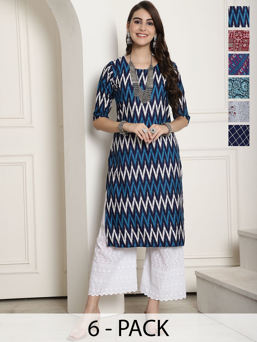 

7Threads Women Ethnic Motifs Printed Floral Crepe Kurta, Multi