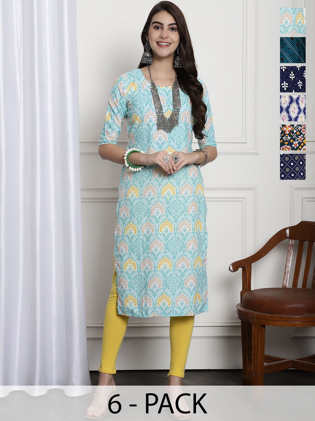 

7Threads Women Ethnic Motifs Printed Floral Crepe Kurta, Multi