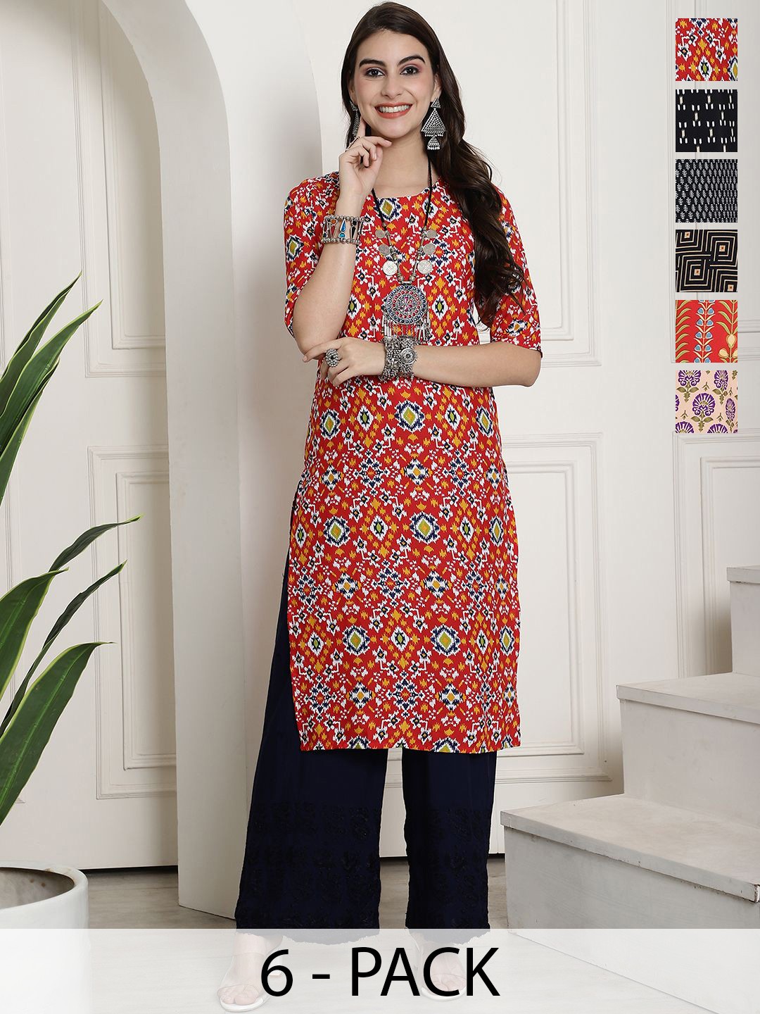 

7Threads Women Ethnic Motifs Printed Floral Crepe Kurta, Multi