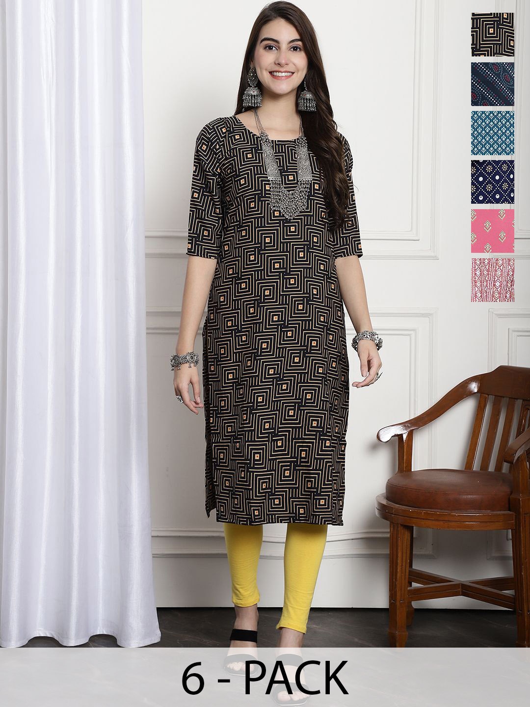 

7Threads Women Ethnic Motifs Printed Floral Crepe Kurta, Multi