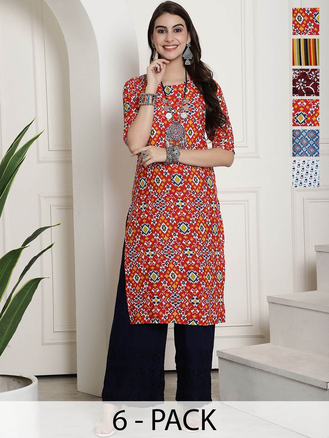 

7Threads Women Ethnic Motifs Printed Floral Crepe Kurta, Multi