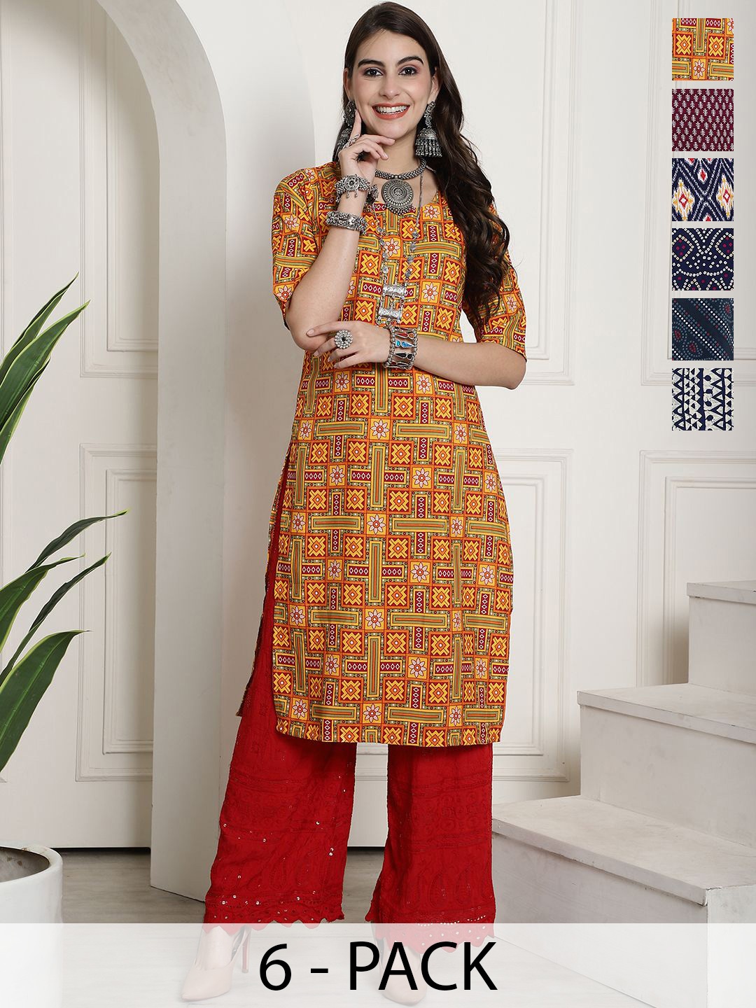 

7Threads Women Ethnic Motifs Printed Floral Crepe Kurta, Multi