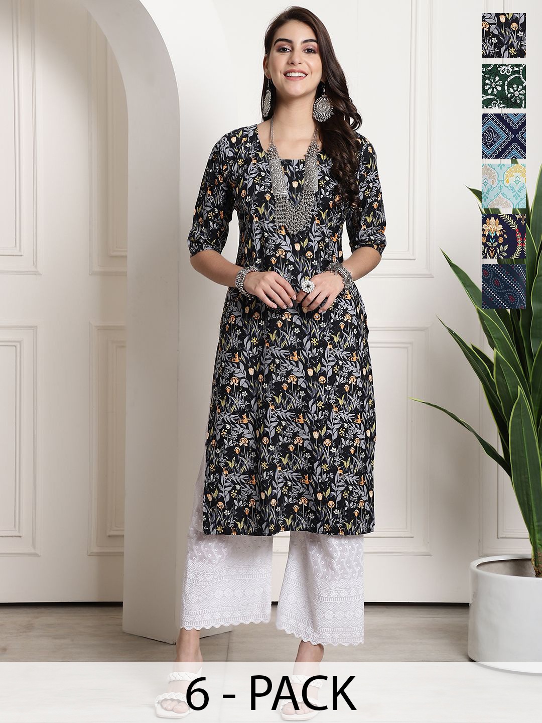 

7Threads Women Ethnic Motifs Printed Floral Crepe Kurta, Multi