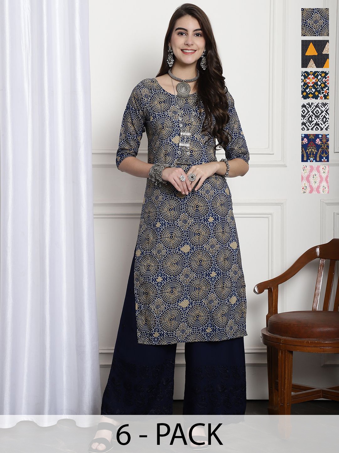 

7Threads Women Ethnic Motifs Printed Floral Crepe Kurta, Multi