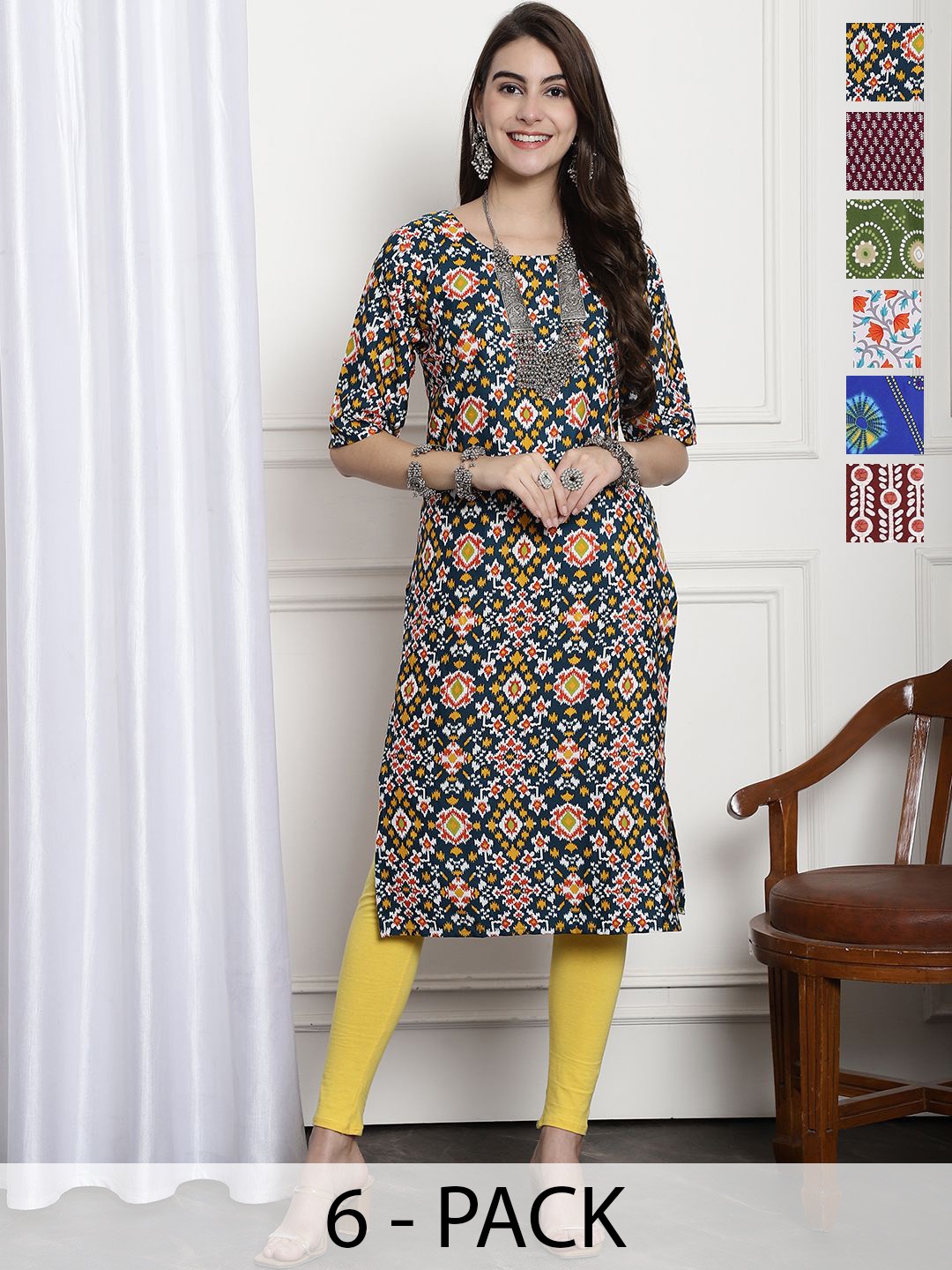

7Threads Women Ethnic Motifs Printed Floral Crepe Kurta, Multi