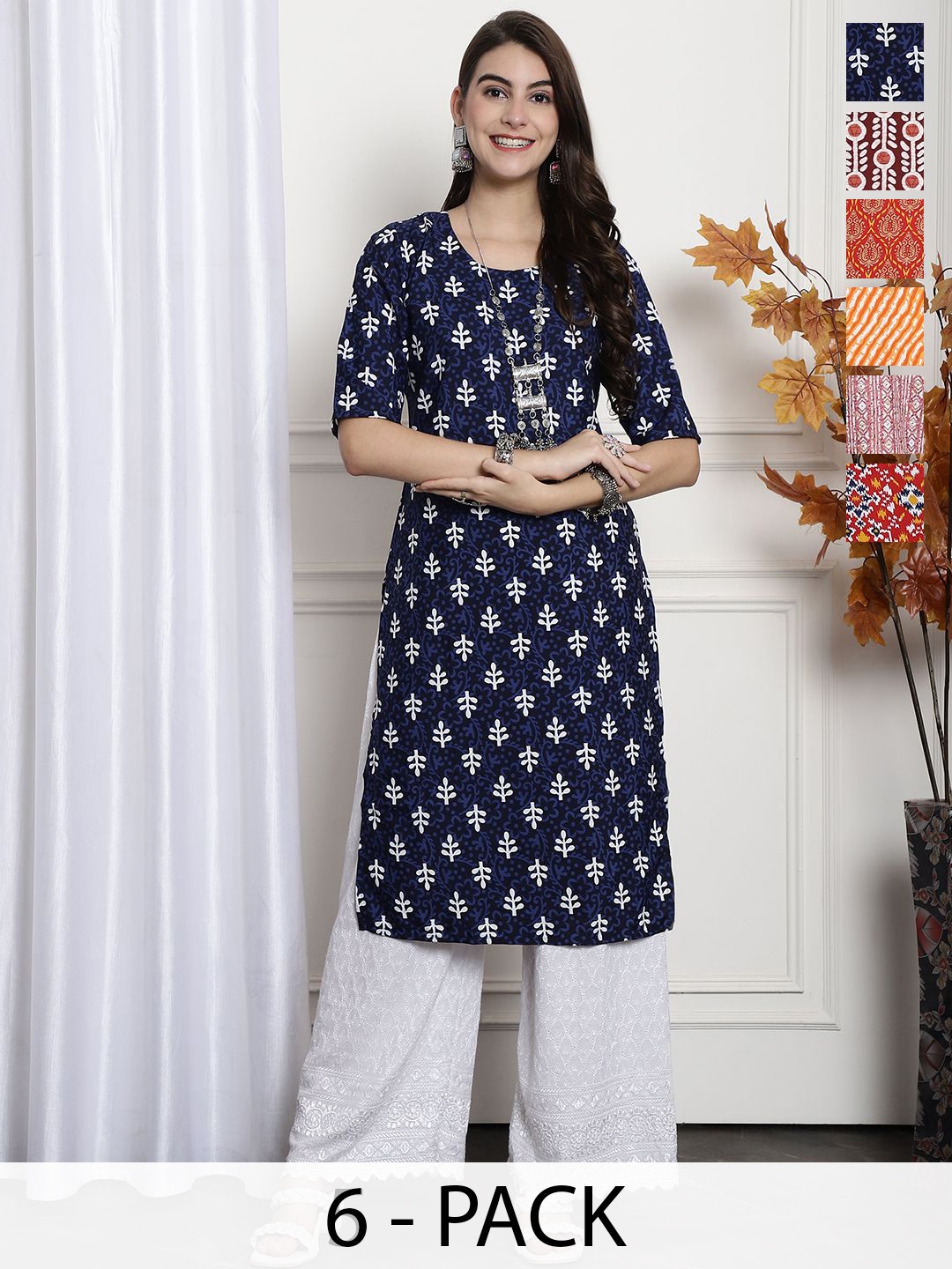 

7Threads Women Ethnic Motifs Printed Floral Crepe Kurta, Multi