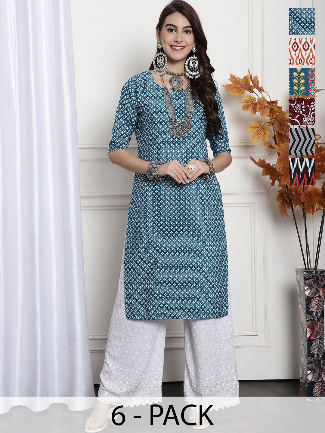 

7Threads Women Ethnic Motifs Printed Floral Crepe Kurta, Multi