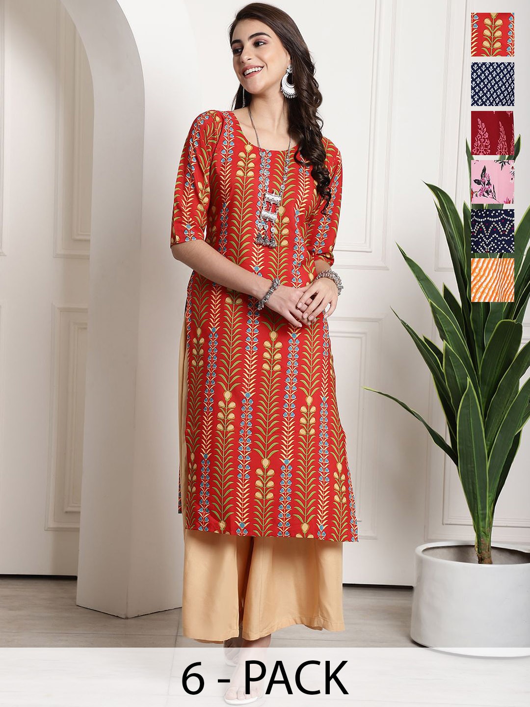 

7Threads Women Ethnic Motifs Printed Floral Crepe Kurta, Multi
