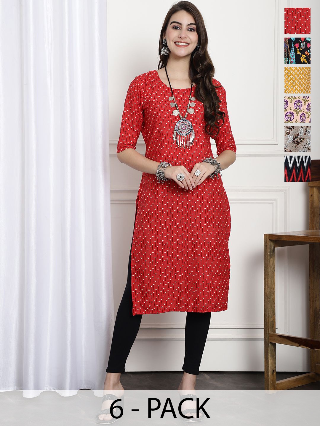 

7Threads Women Ethnic Motifs Printed Floral Crepe Kurta, Multi