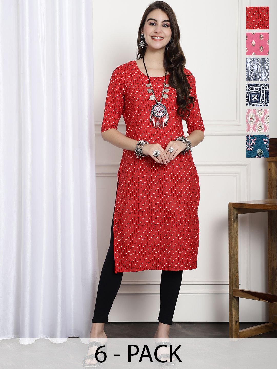 

7Threads Women Ethnic Motifs Printed Floral Crepe Kurta, Multi