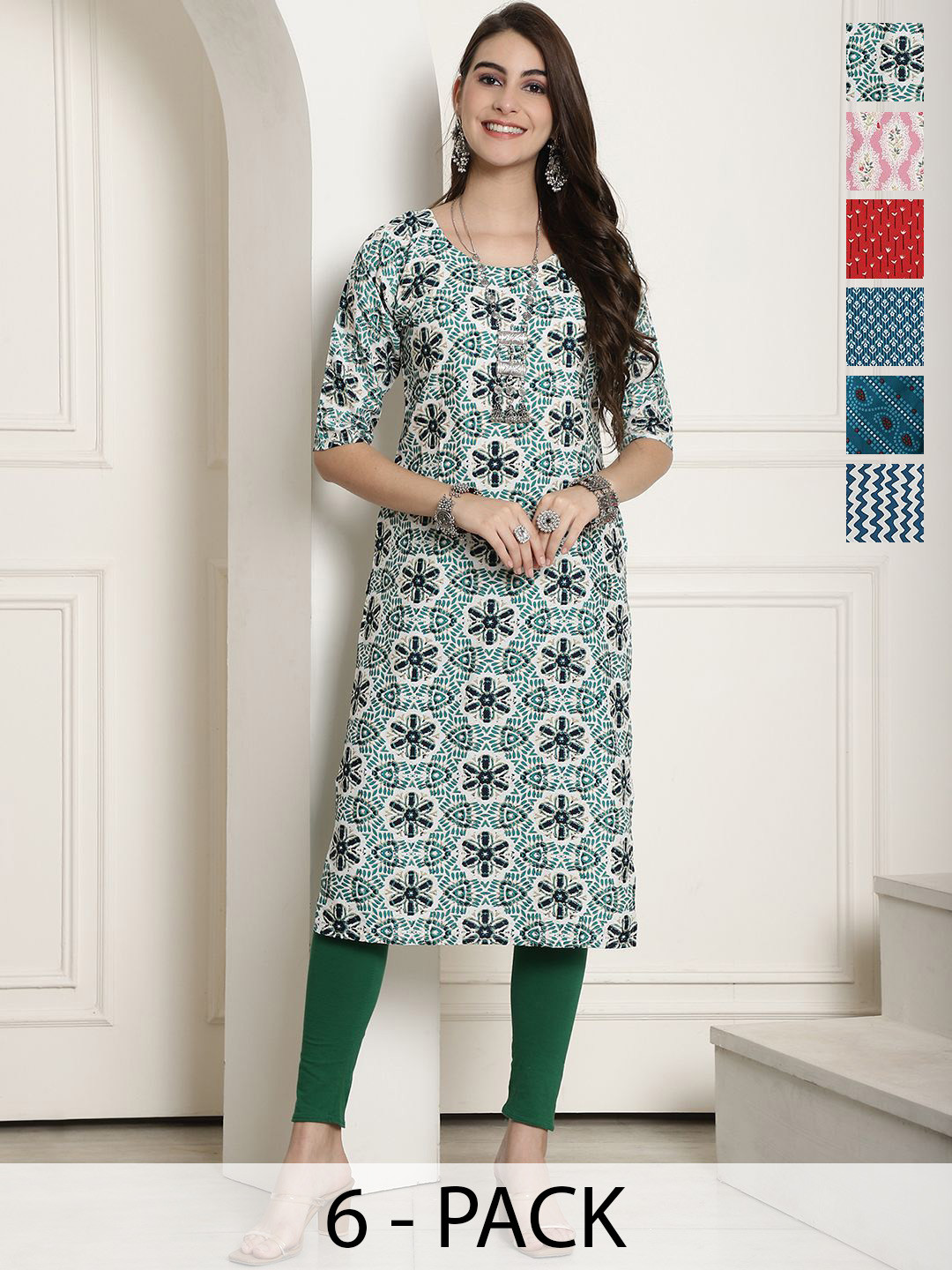 

7Threads Women Ethnic Motifs Printed Floral Crepe Kurta, Multi