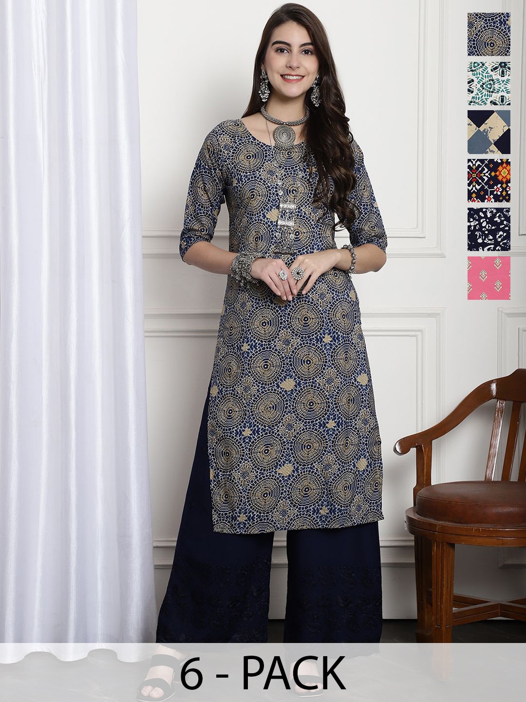 

7Threads Women Ethnic Motifs Printed Floral Crepe Kurta, Multi