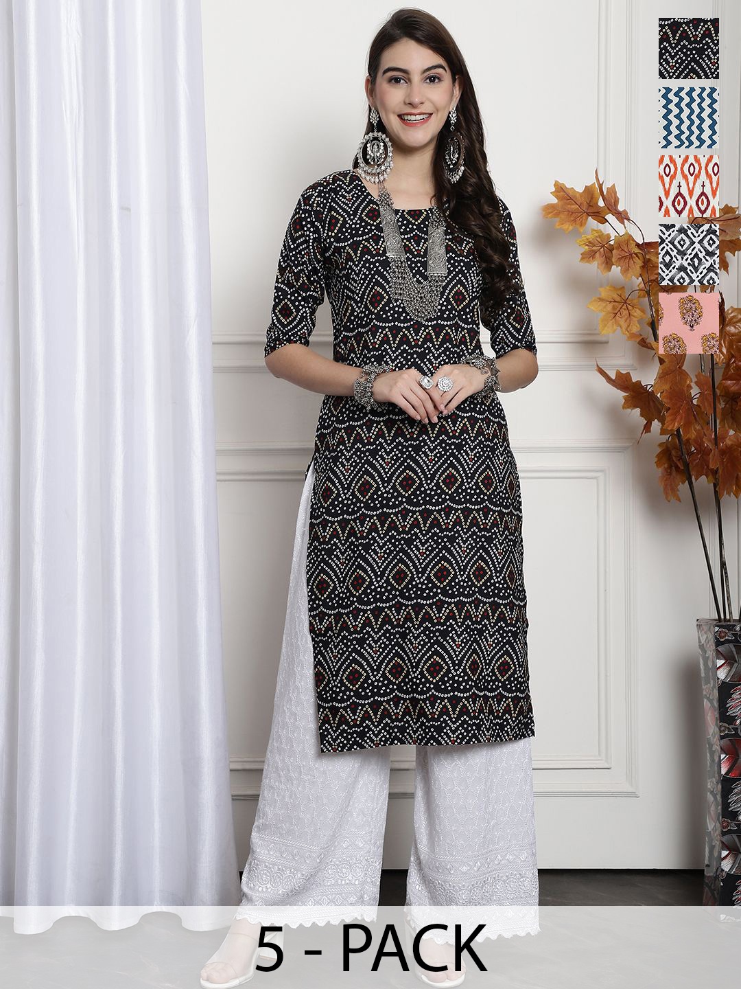 

7Threads Women Ethnic Motifs Printed Floral Crepe Kurta, Multi