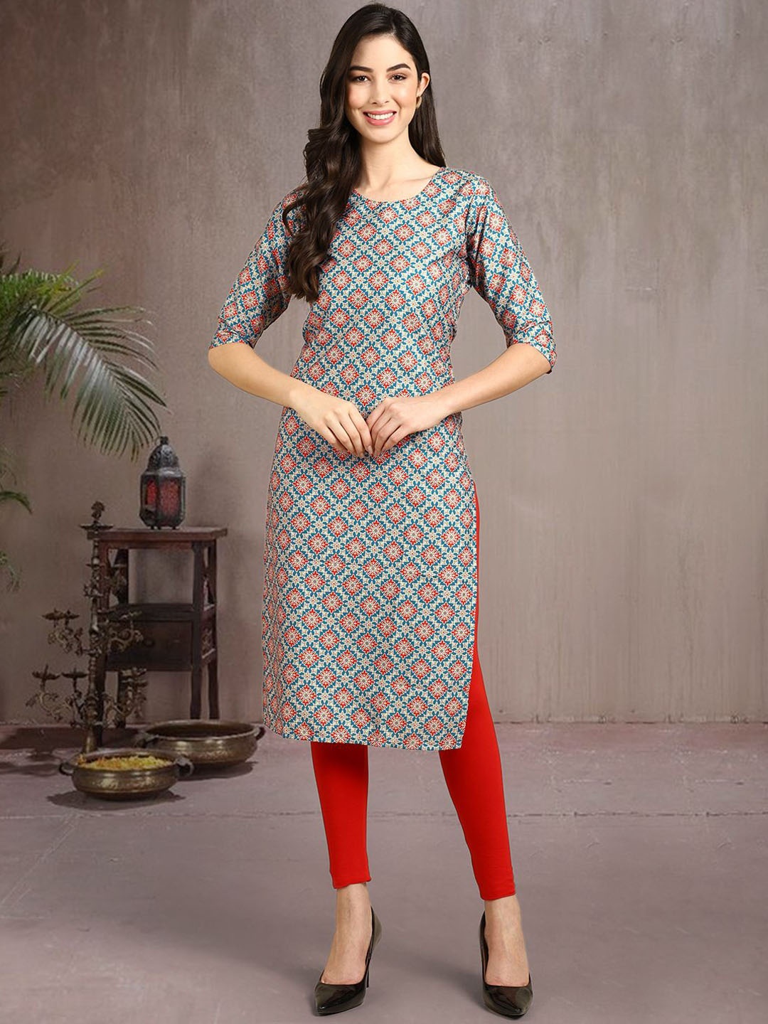 

7Threads Women Ethnic Motifs Printed Floral Crepe Kurta, Multi