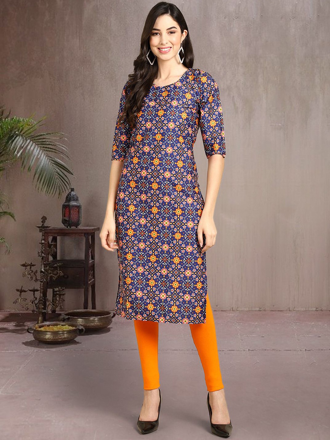 

7Threads Women Ethnic Motifs Printed Floral Crepe Kurta, Multi