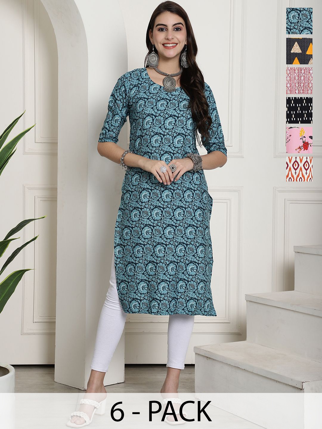 

7Threads Women Ethnic Motifs Printed Floral Crepe Kurta, Multi