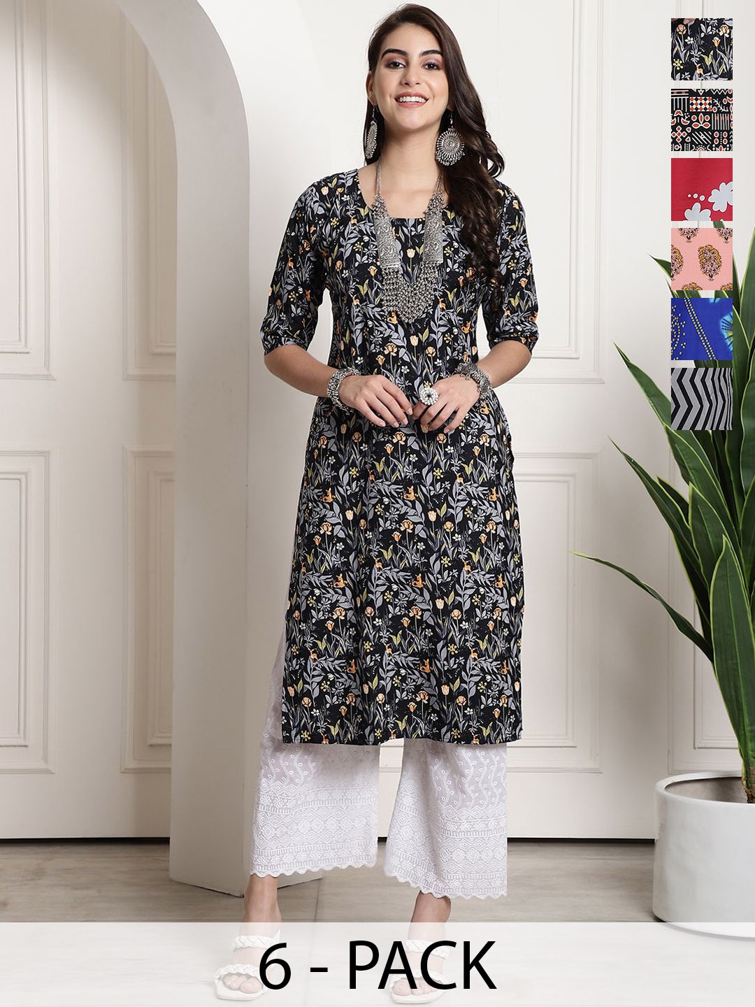 

7Threads Women Ethnic Motifs Printed Floral Crepe Kurta, Multi