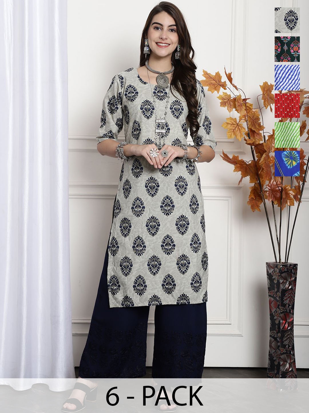 

7Threads Women Ethnic Motifs Printed Floral Crepe Kurta, Multi