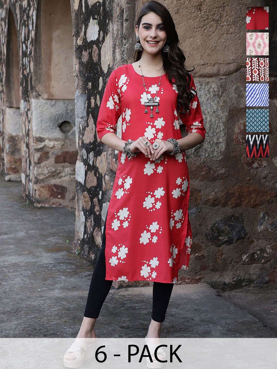 

7Threads Women Ethnic Motifs Printed Floral Crepe Kurta, Multi
