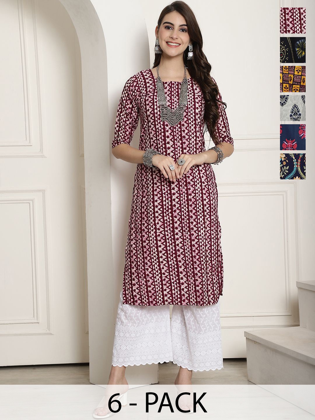

7Threads Women Ethnic Motifs Printed Floral Crepe Kurta, Multi