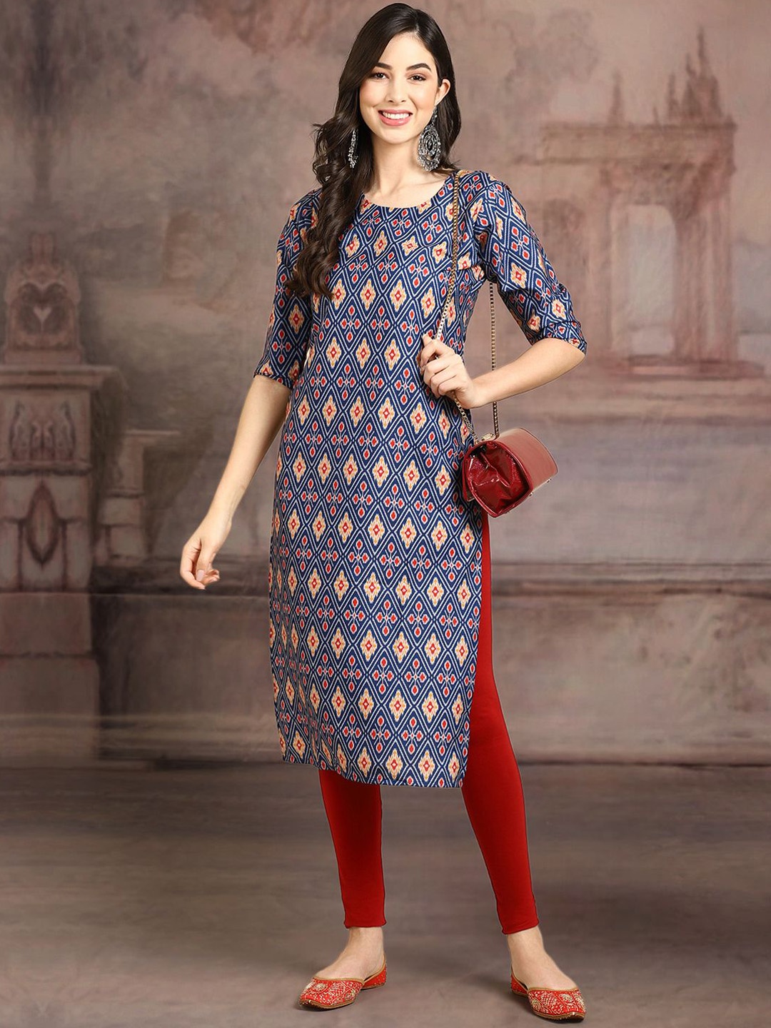 

7Threads Women Ethnic Motifs Printed Floral Crepe Kurta, Multi