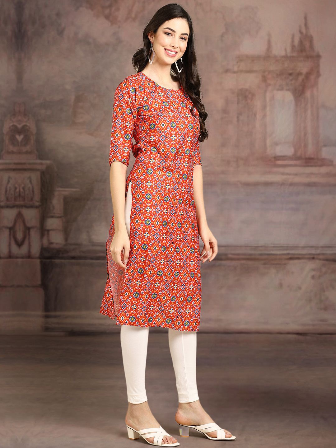 

7Threads Women Ethnic Motifs Printed Floral Crepe Kurta, Multi
