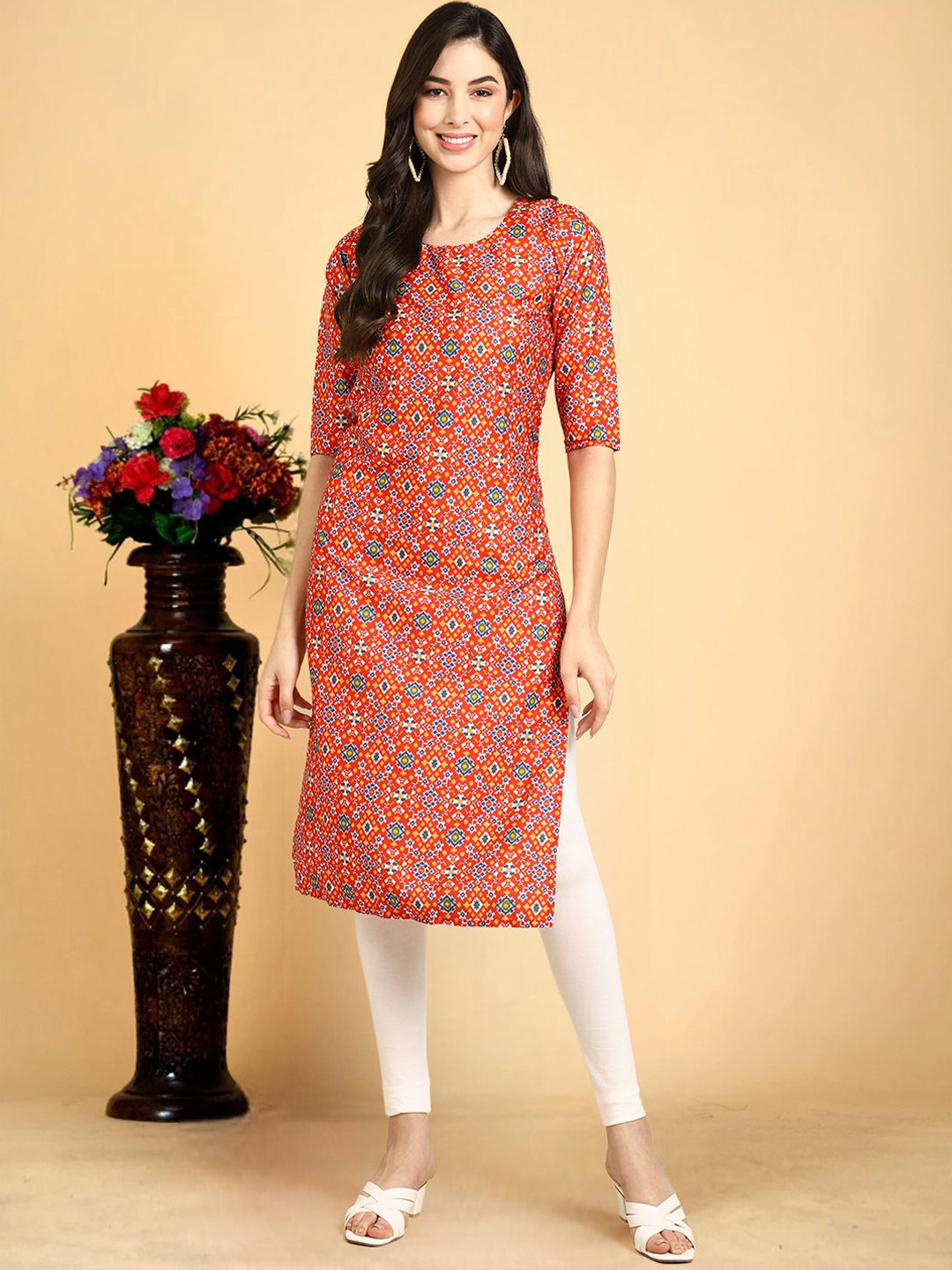 

7Threads Women Ethnic Motifs Printed Floral Crepe Kurta, Multi