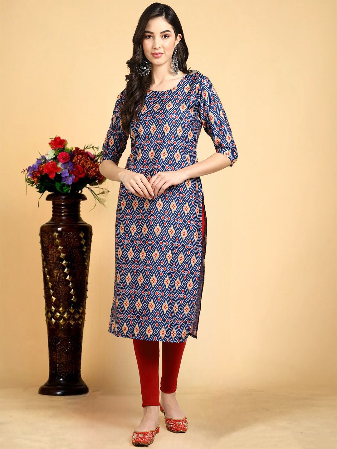 

7Threads Women Ethnic Motifs Printed Floral Crepe Kurta, Multi