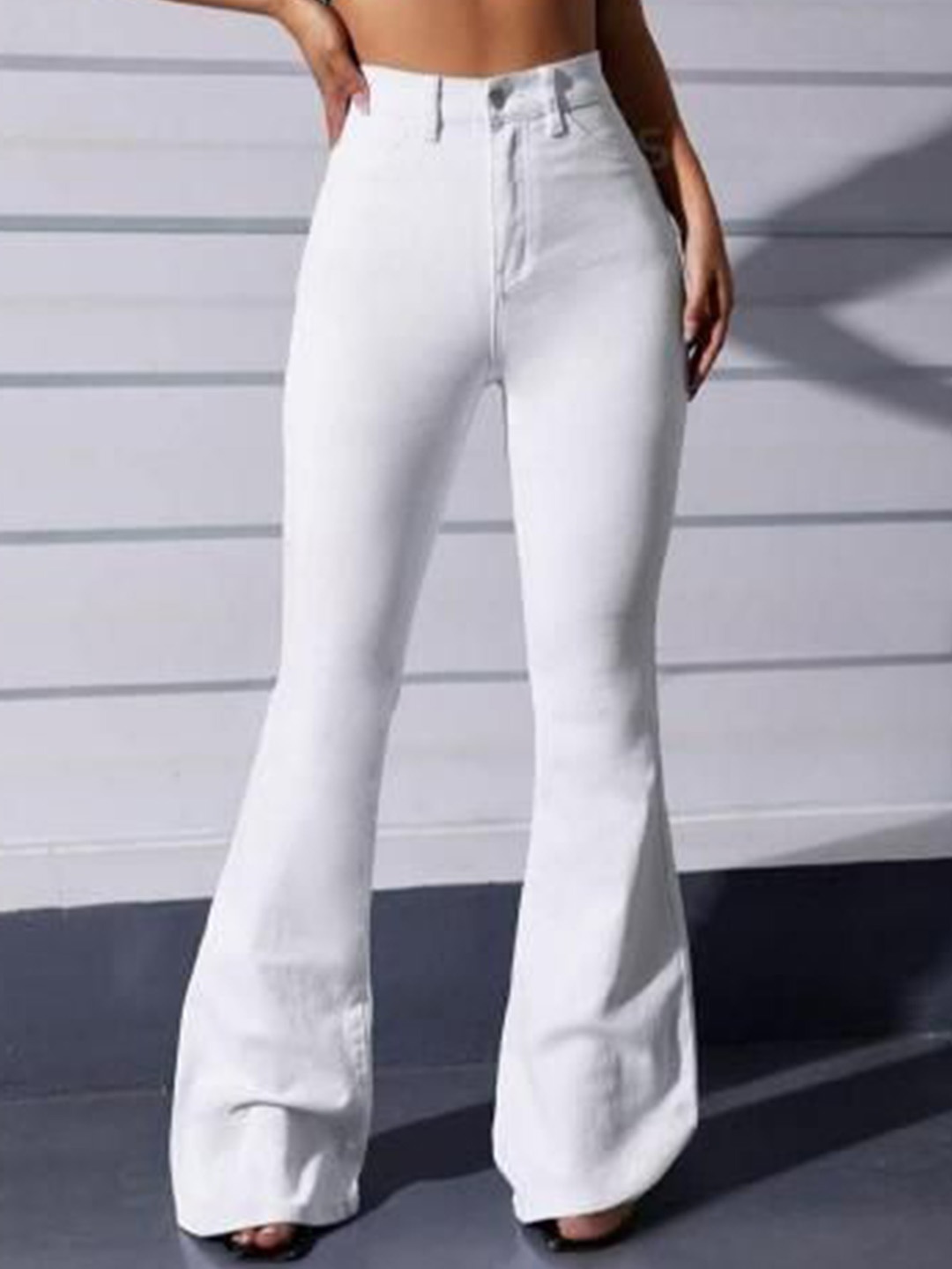 

KATECLO Women Comfort Flared High-Rise Stretchable Jeans, White