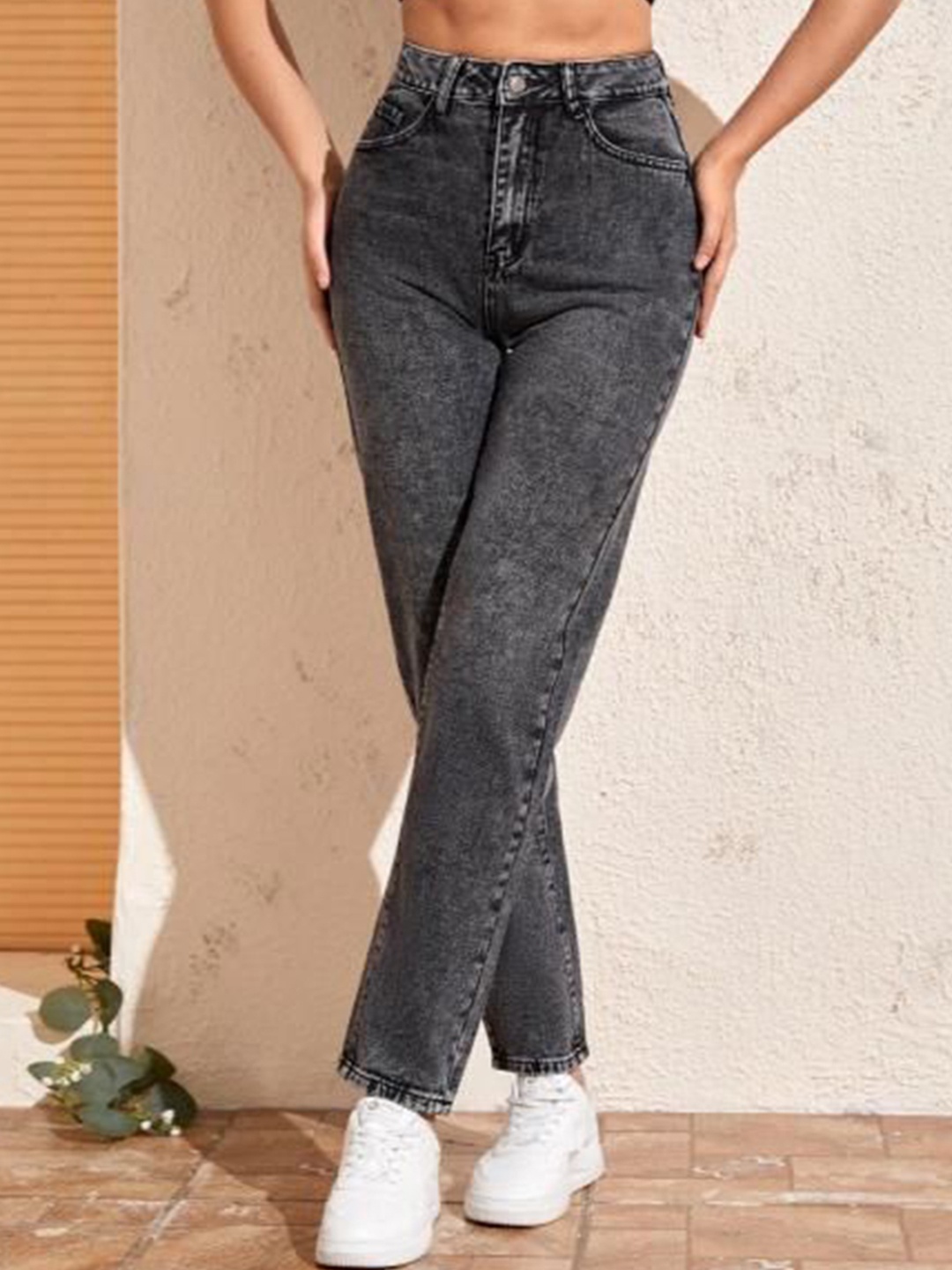 

KATECLO Women Comfort High-Rise Highly Distressed Heavy Fade Jeans, Grey