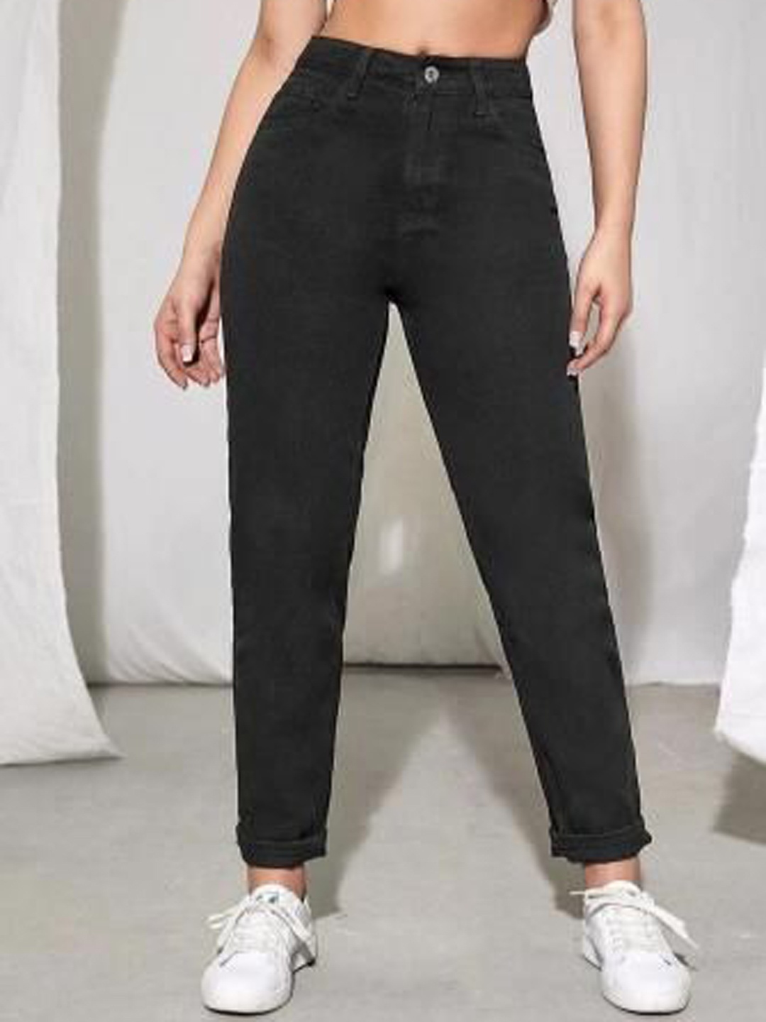 

KATECLO Women Comfort Regular Fit High-Rise Jeans, Black