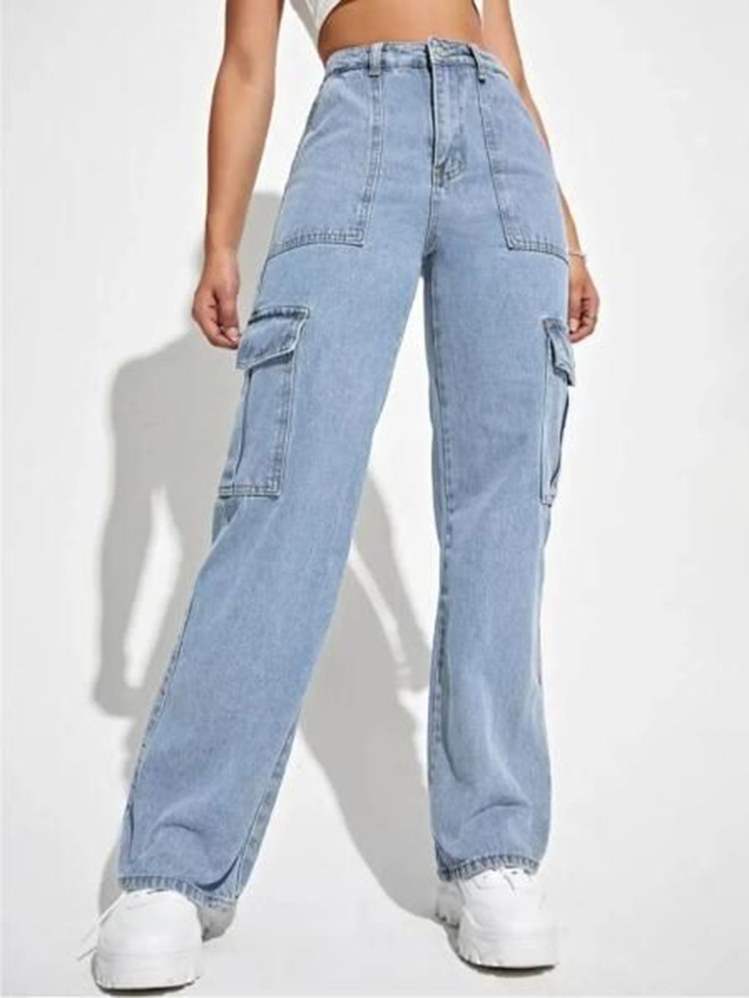

KATECLO Women Regular Fit High-Rise Highly Distressed Jeans, Blue