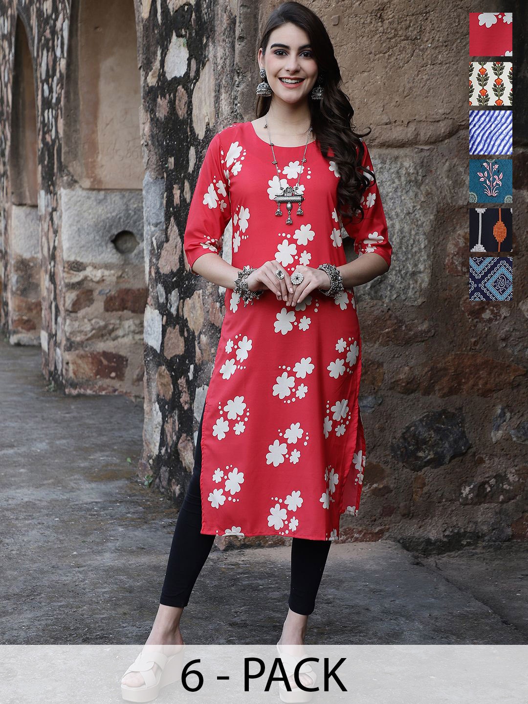 

7Threads Women Ethnic Motifs Printed Floral Crepe Kurta, Multi