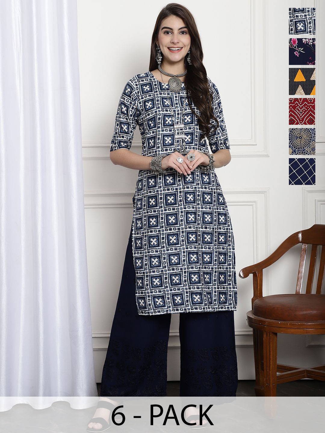

7Threads Women Ethnic Motifs Printed Floral Crepe Kurta, Multi