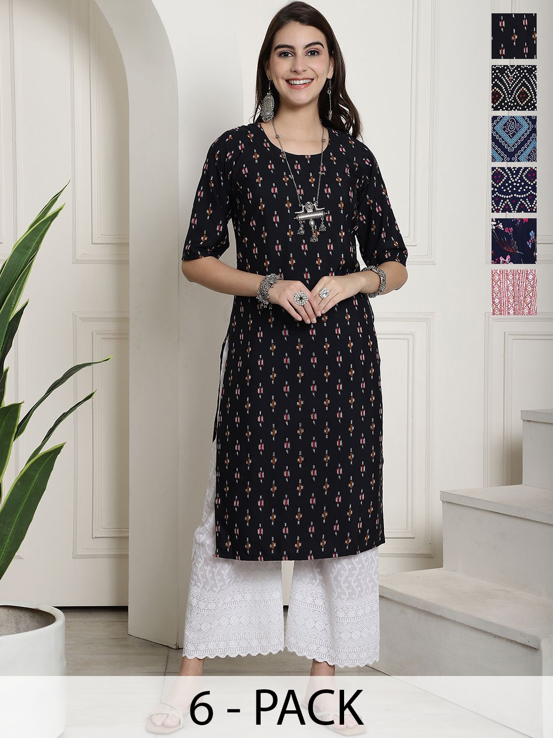 

7Threads Women Ethnic Motifs Printed Floral Crepe Kurta, Multi