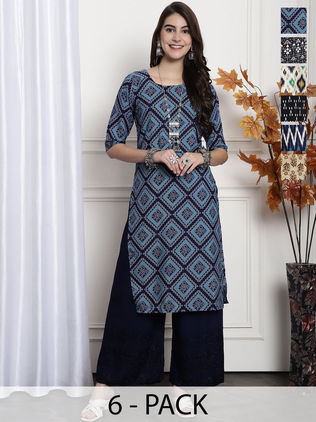 

7Threads Women Ethnic Motifs Printed Floral Crepe Kurta, Multi