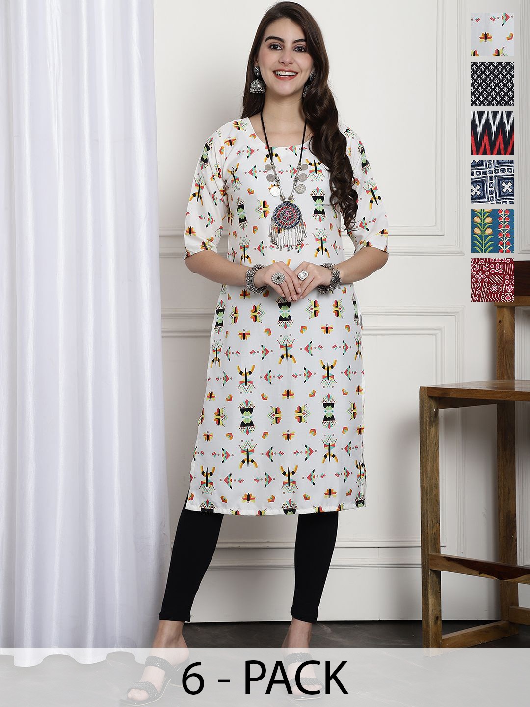 

7Threads Women Ethnic Motifs Printed Floral Crepe Kurta, Multi