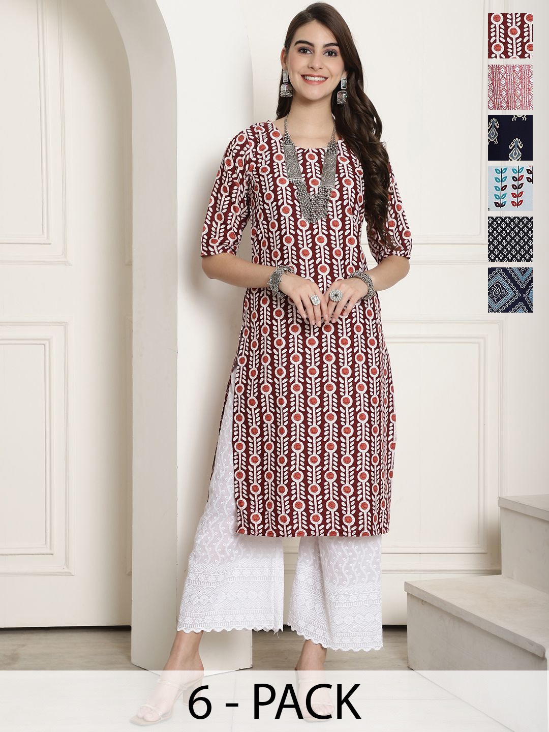 

7Threads Women Ethnic Motifs Printed Floral Crepe Kurta, Multi