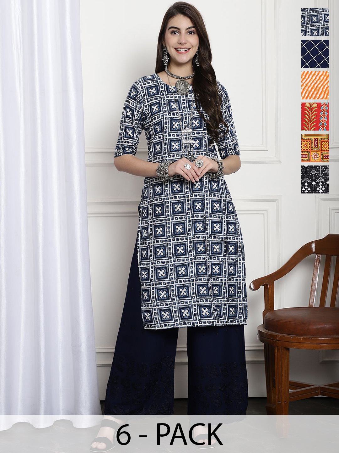 

7Threads Women Ethnic Motifs Printed Floral Crepe Kurta, Multi