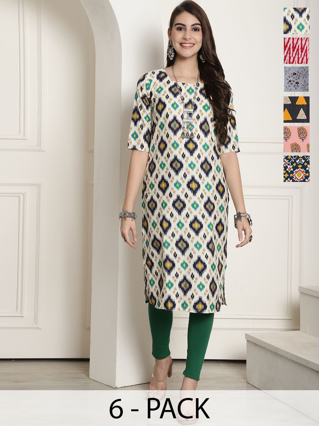 

7Threads Women Ethnic Motifs Printed Floral Crepe Kurta, Multi