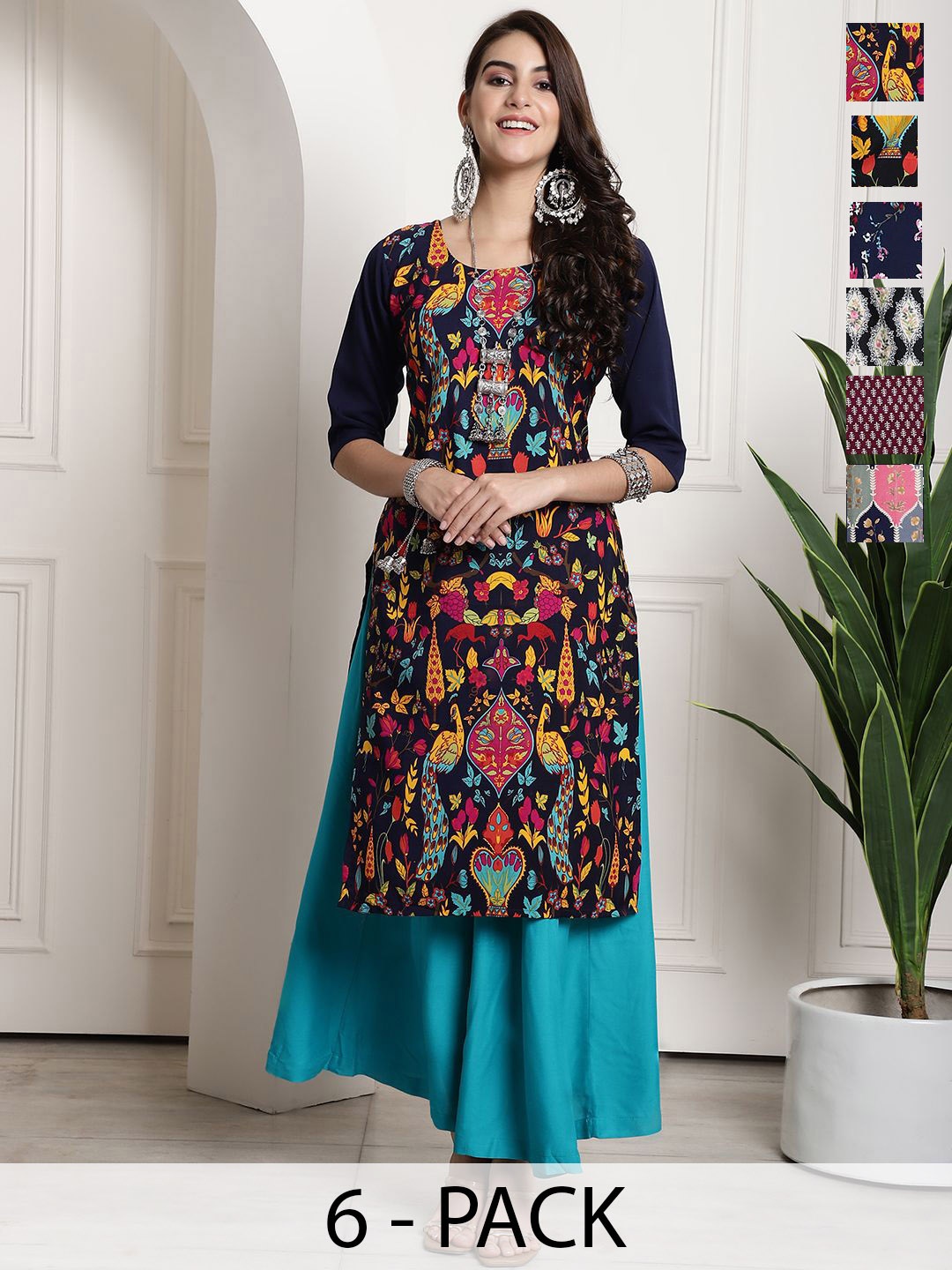 

7Threads Women Ethnic Motifs Printed Floral Crepe Kurta, Multi