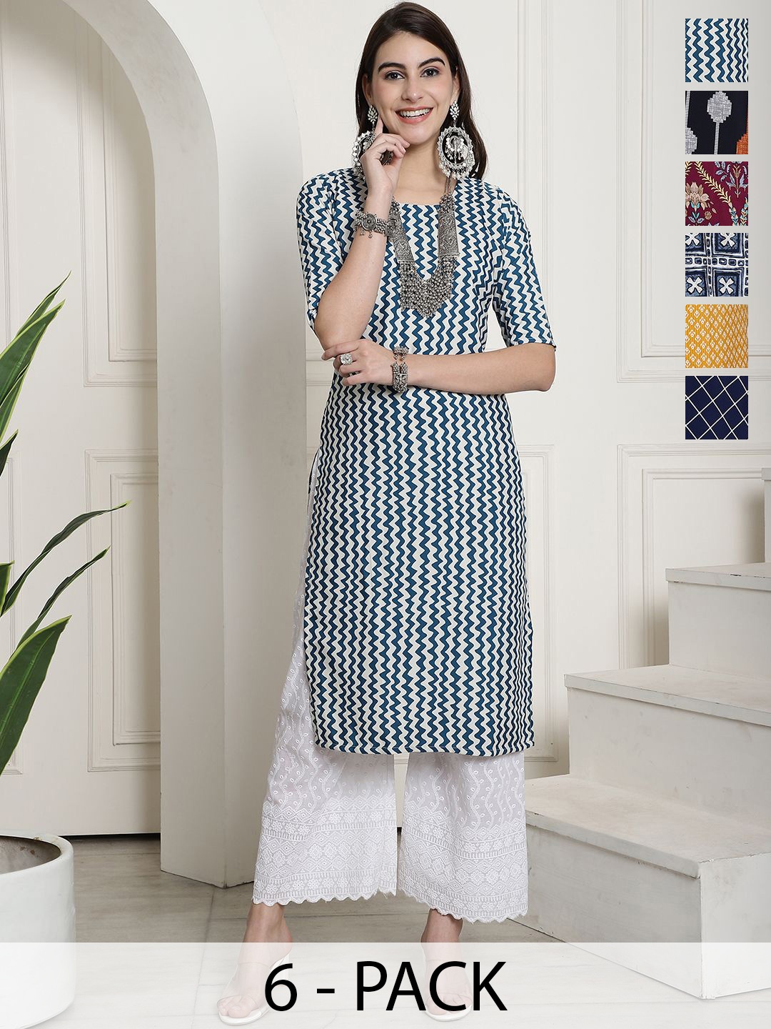 

7Threads Women Ethnic Motifs Printed Floral Crepe Kurta, Multi