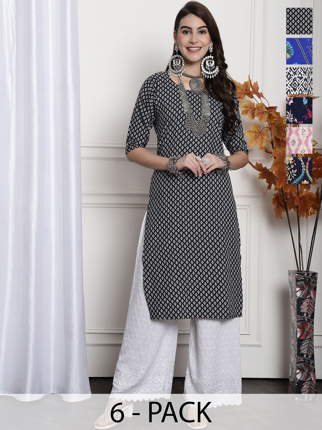 

7Threads Women Ethnic Motifs Printed Floral Crepe Kurta, Multi