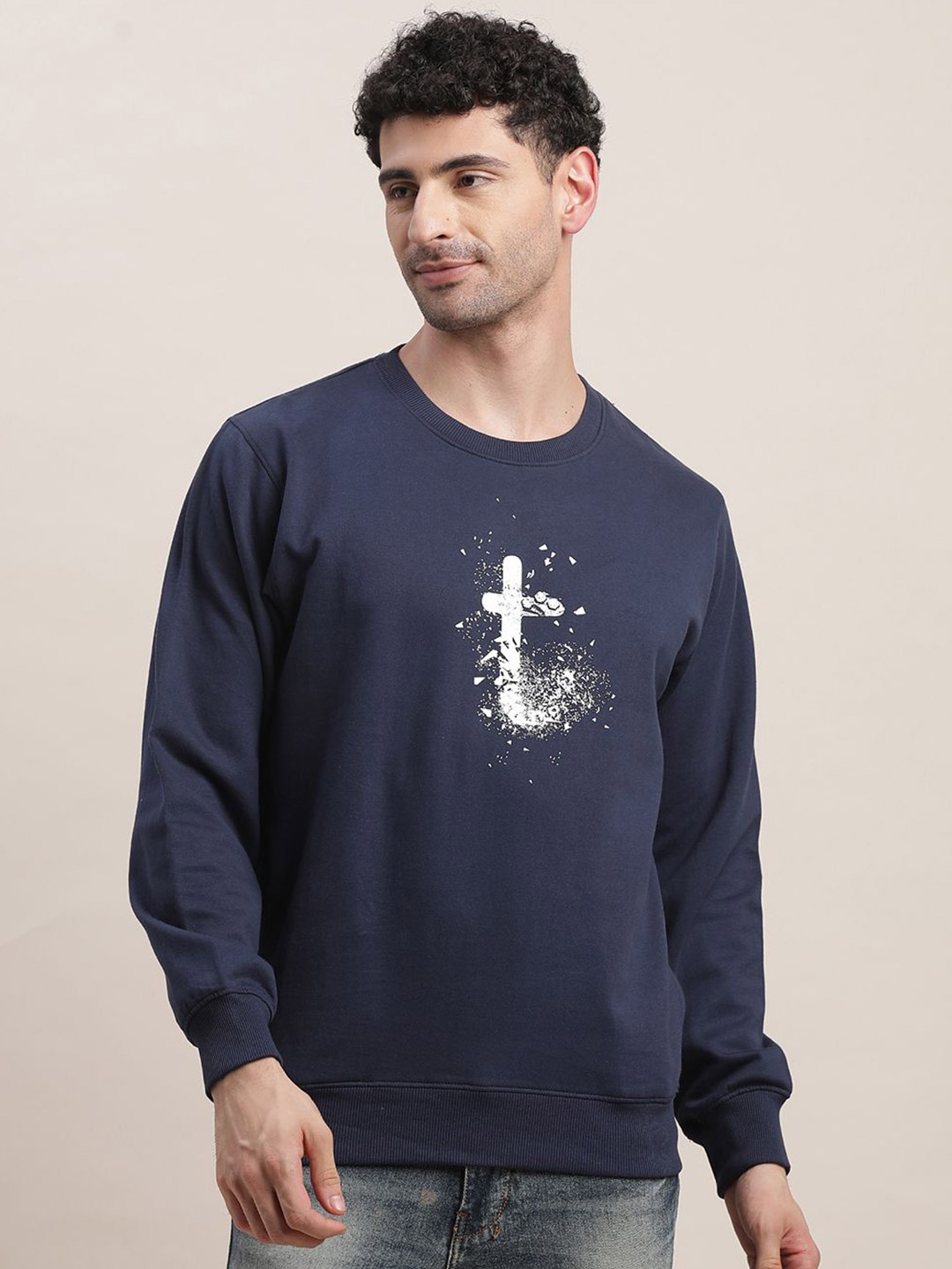 

Turtle Men Graphic Printed Round Neck Sweatshirt, Blue