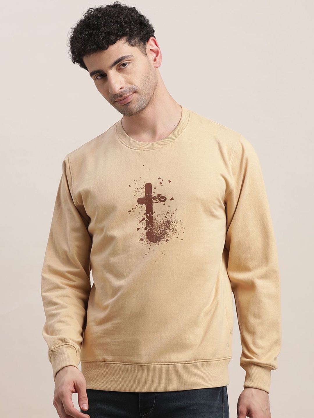 

Turtle Men Printed Pullover Sweatshirt, Beige