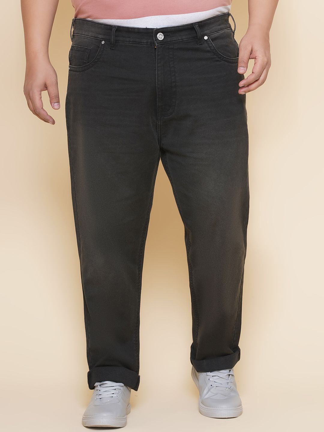 

John Pride Men Regular Fit Mid-Rise Jeans, Black