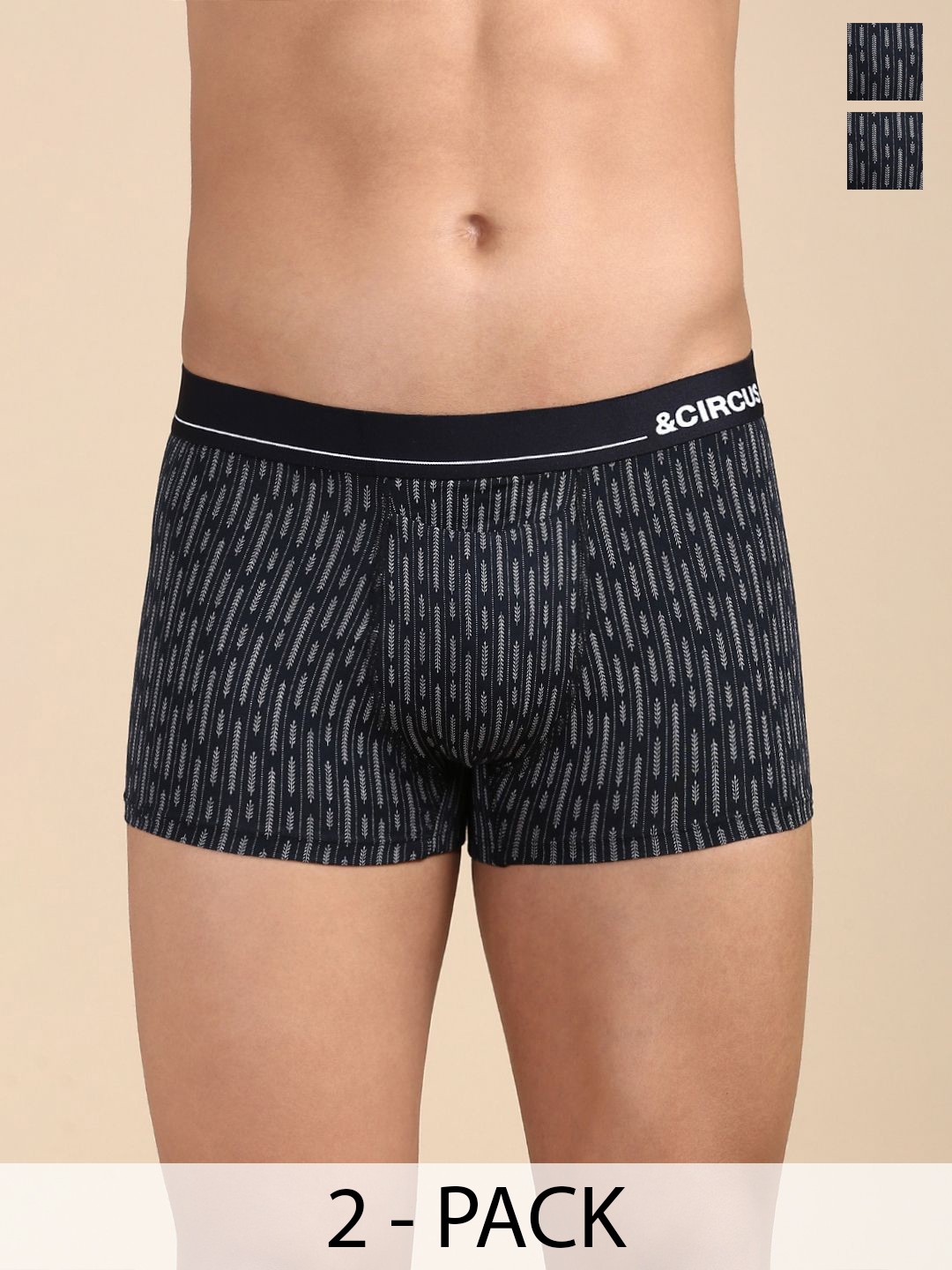 

&CIRCUS Men Pack of 2 Trunks TRPS_2PK_AR_AR, Black